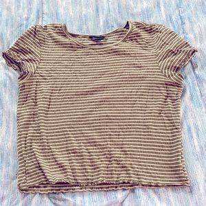 American Eagle Green and White Striped Crop Top